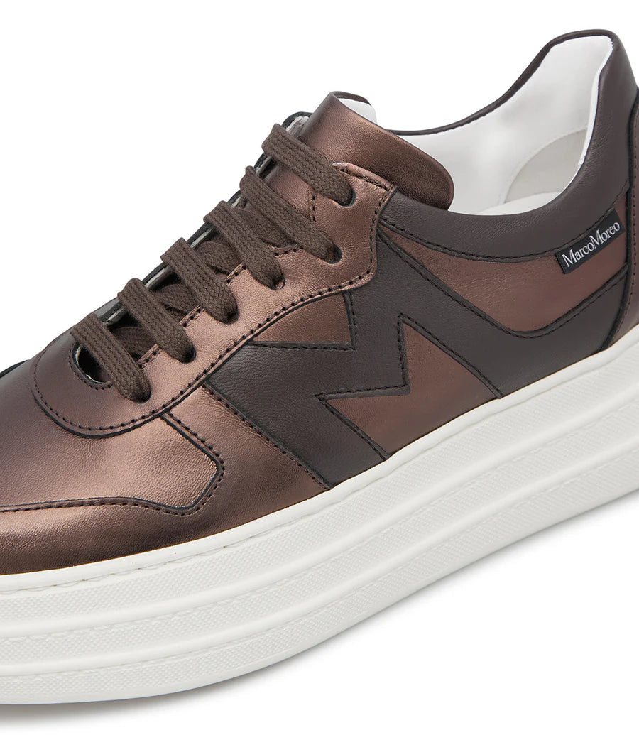 Marco Moreo brown metallic platform sneakers