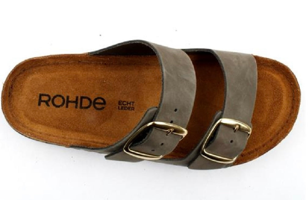 Rohde olive green leather sandals