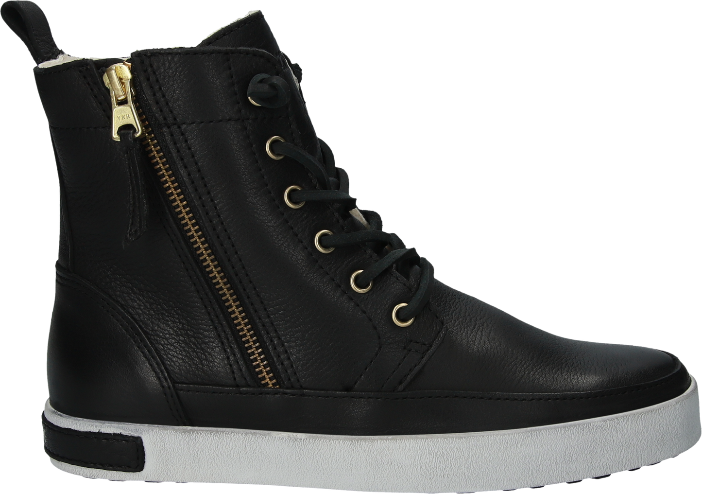 Blackstone leather hightop sneakers with side zipper