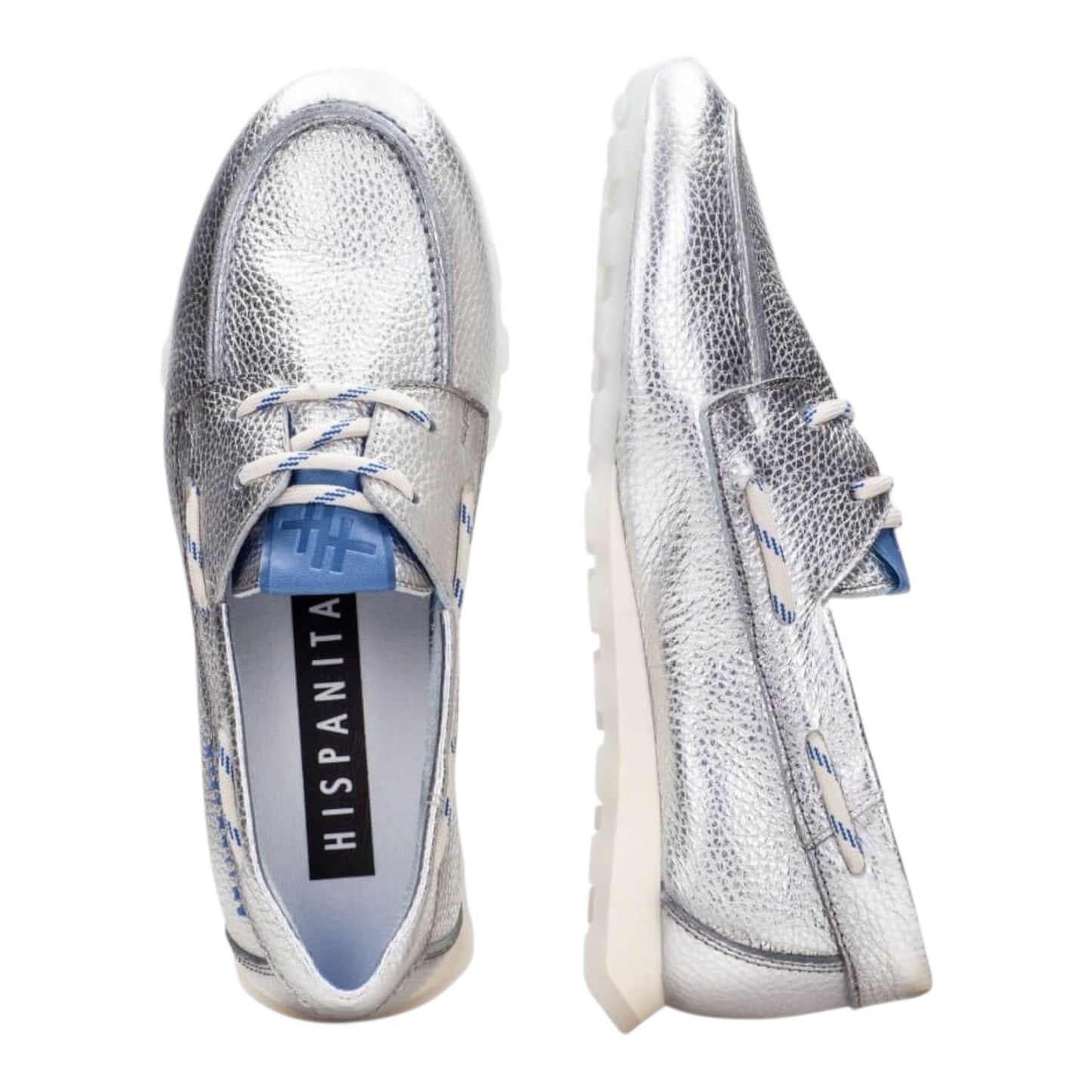 Hispanitas silver leather deck shoe