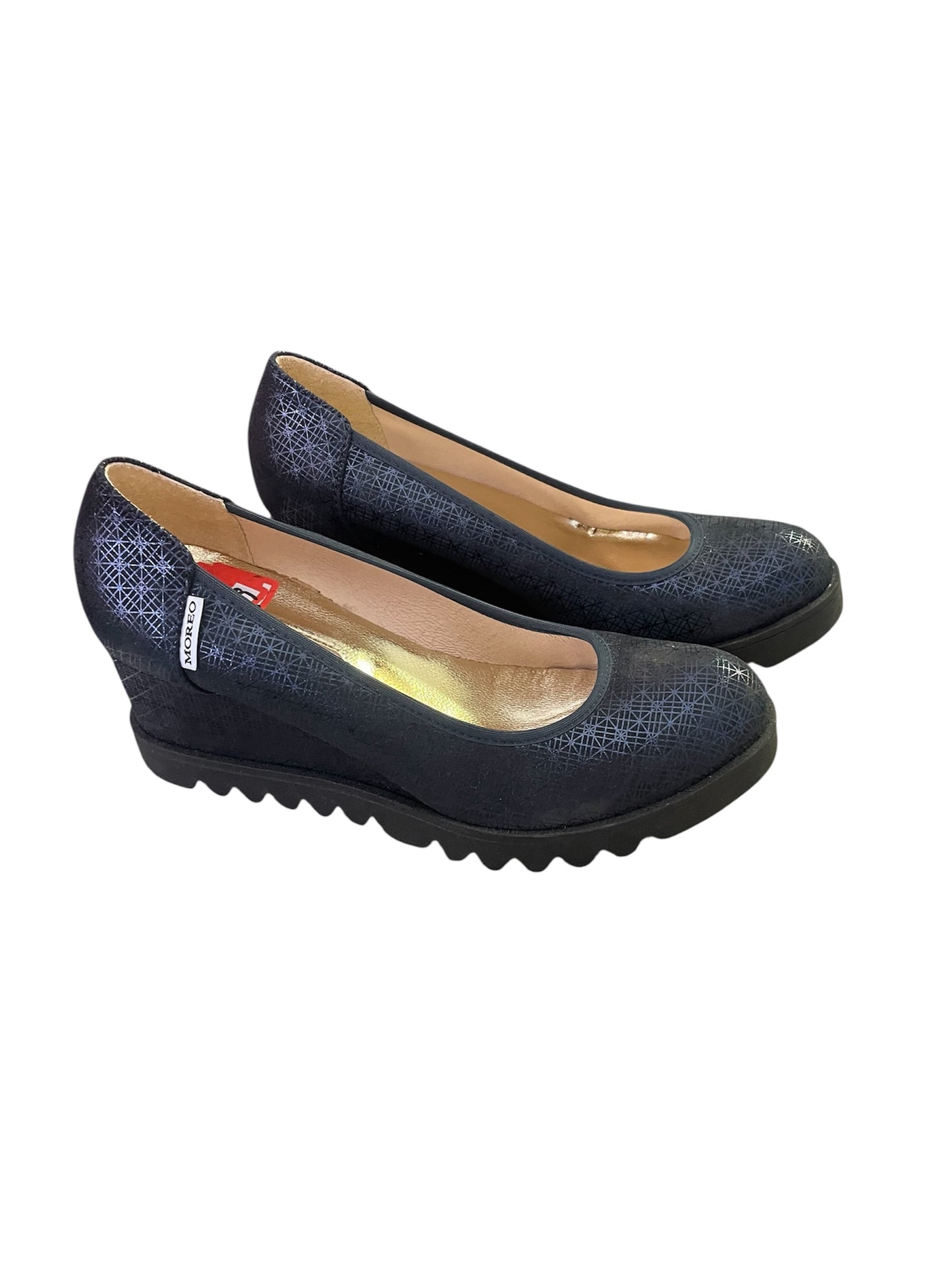 Marco Moreo navy leather wedge shoes