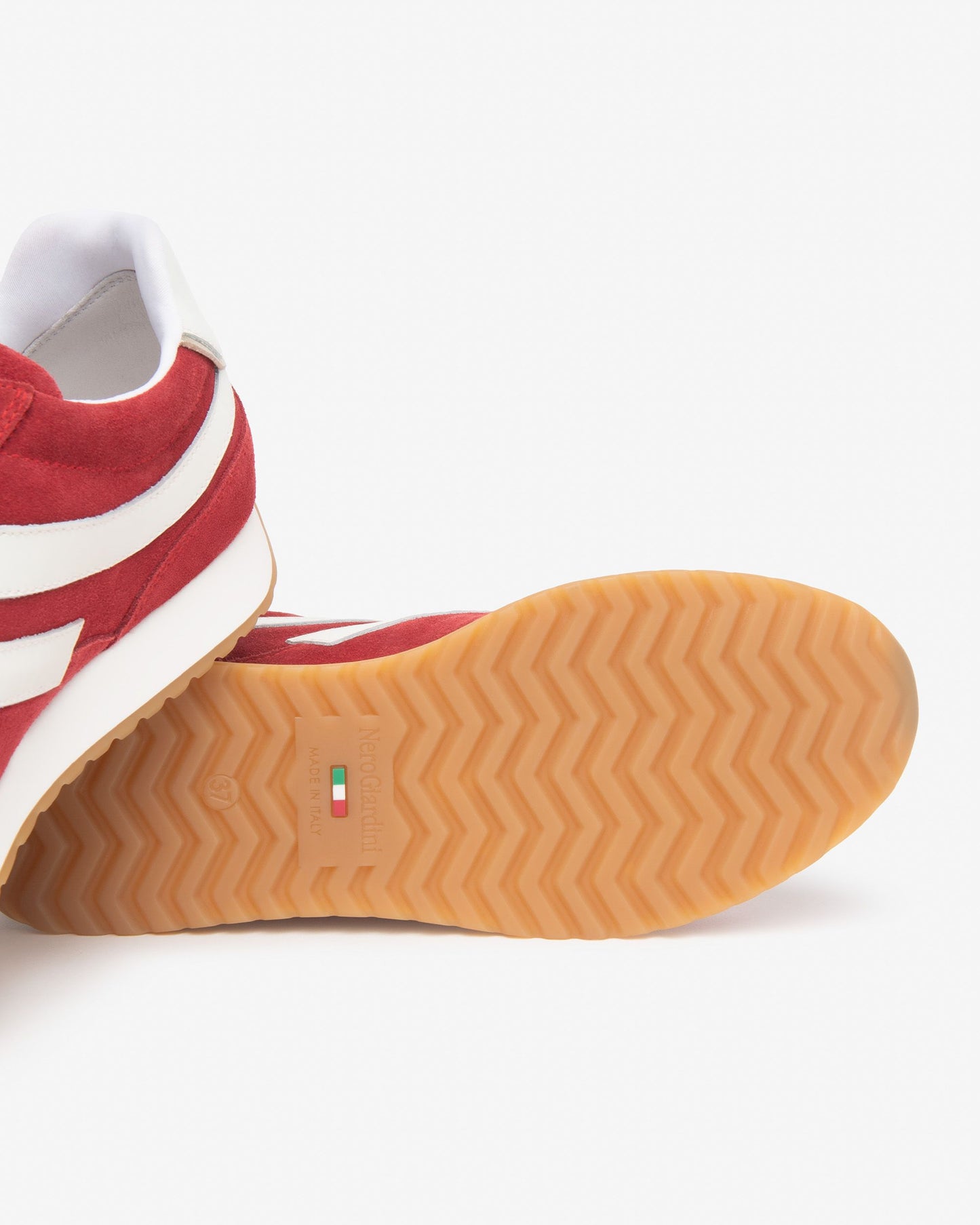 NeroGiardini red and white suede and leather sneakers