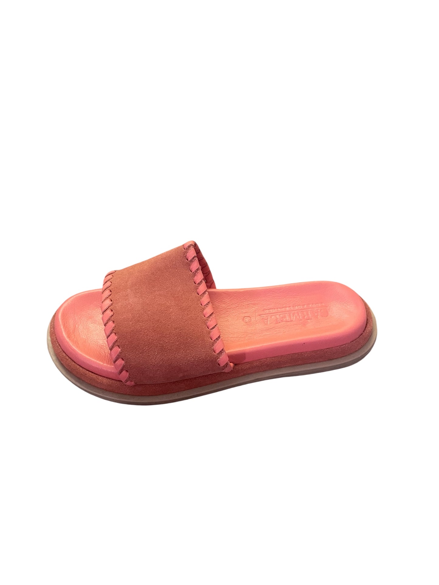 Carmela coral suede and leather mule sandals