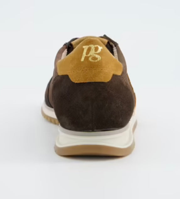 Paul Green chocolate brown/tan suede and nubuck slip on retro sneaker