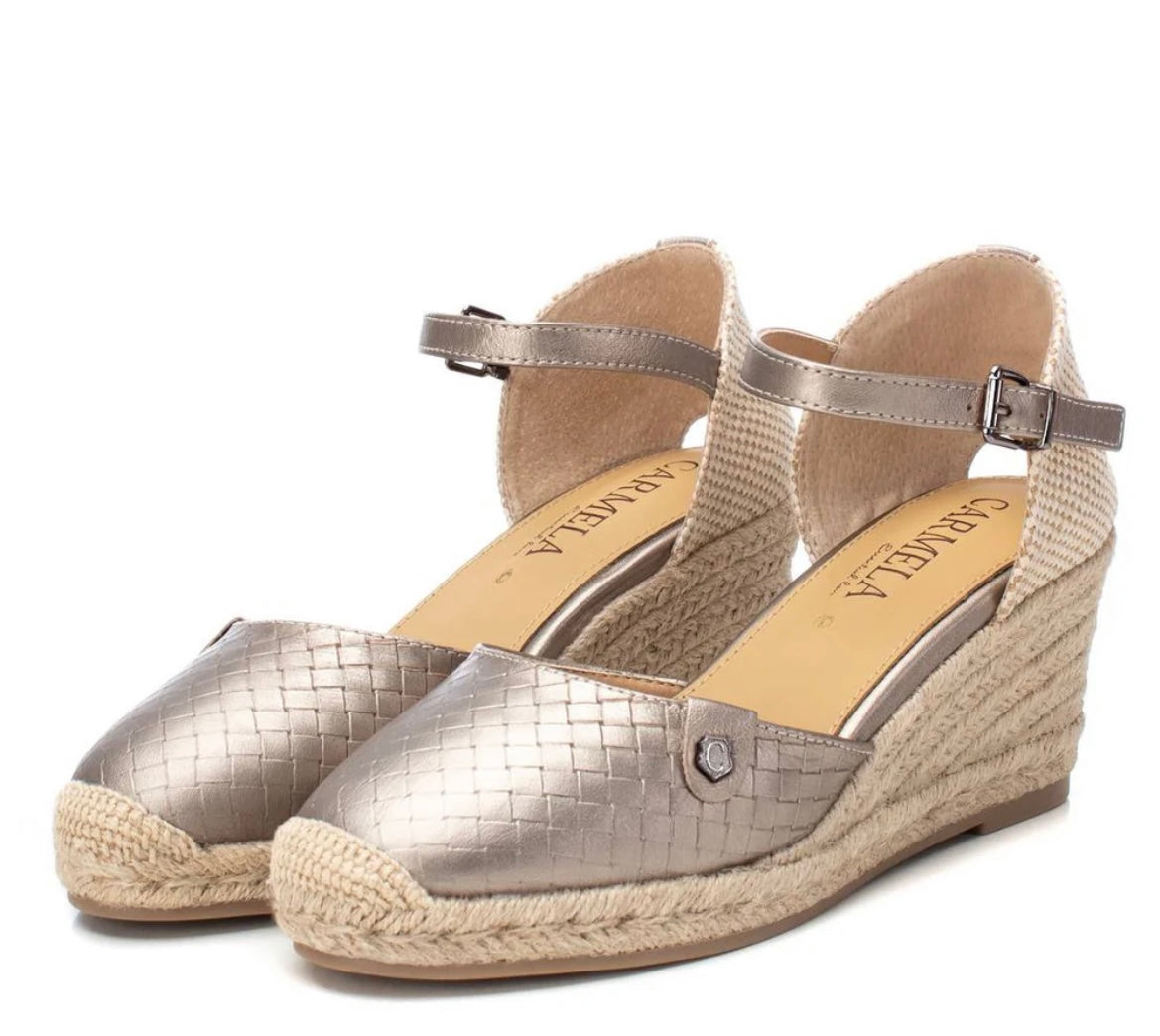 Carmela metallic leather wedge shoe