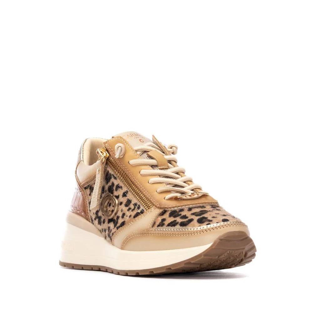 Carmela leopard print and beige leather sneakers