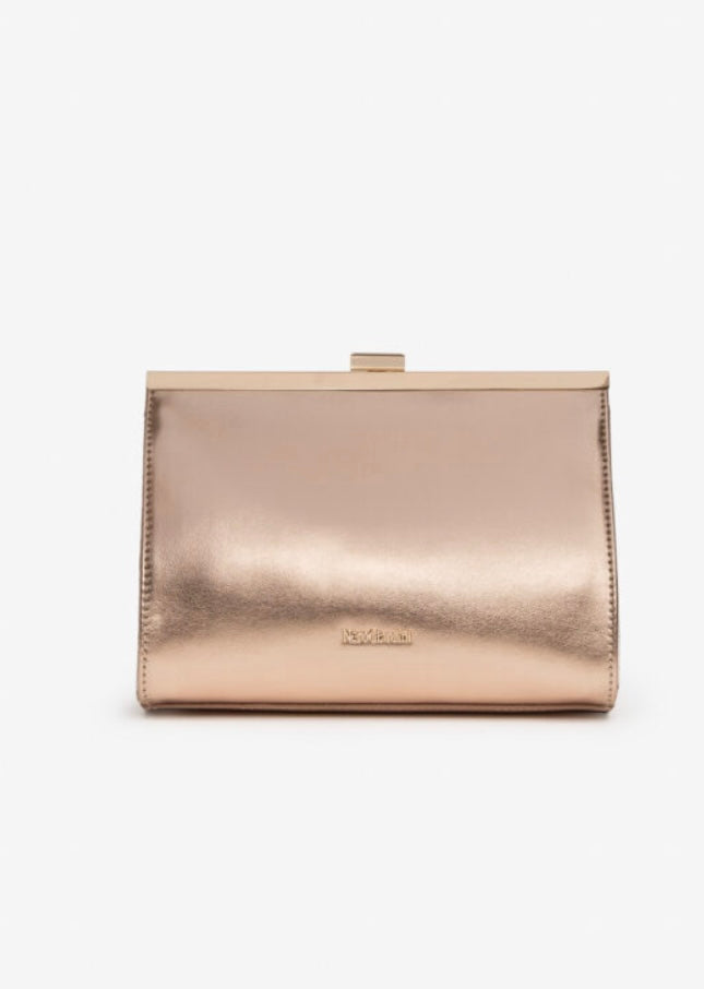 Nerogiardini bronze leather clutch bag