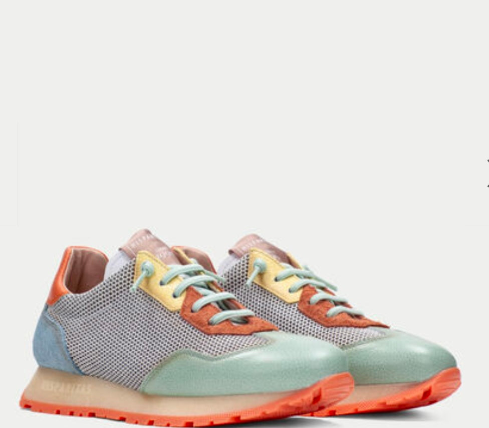 Hispanitas leather orange blue and green sneaker