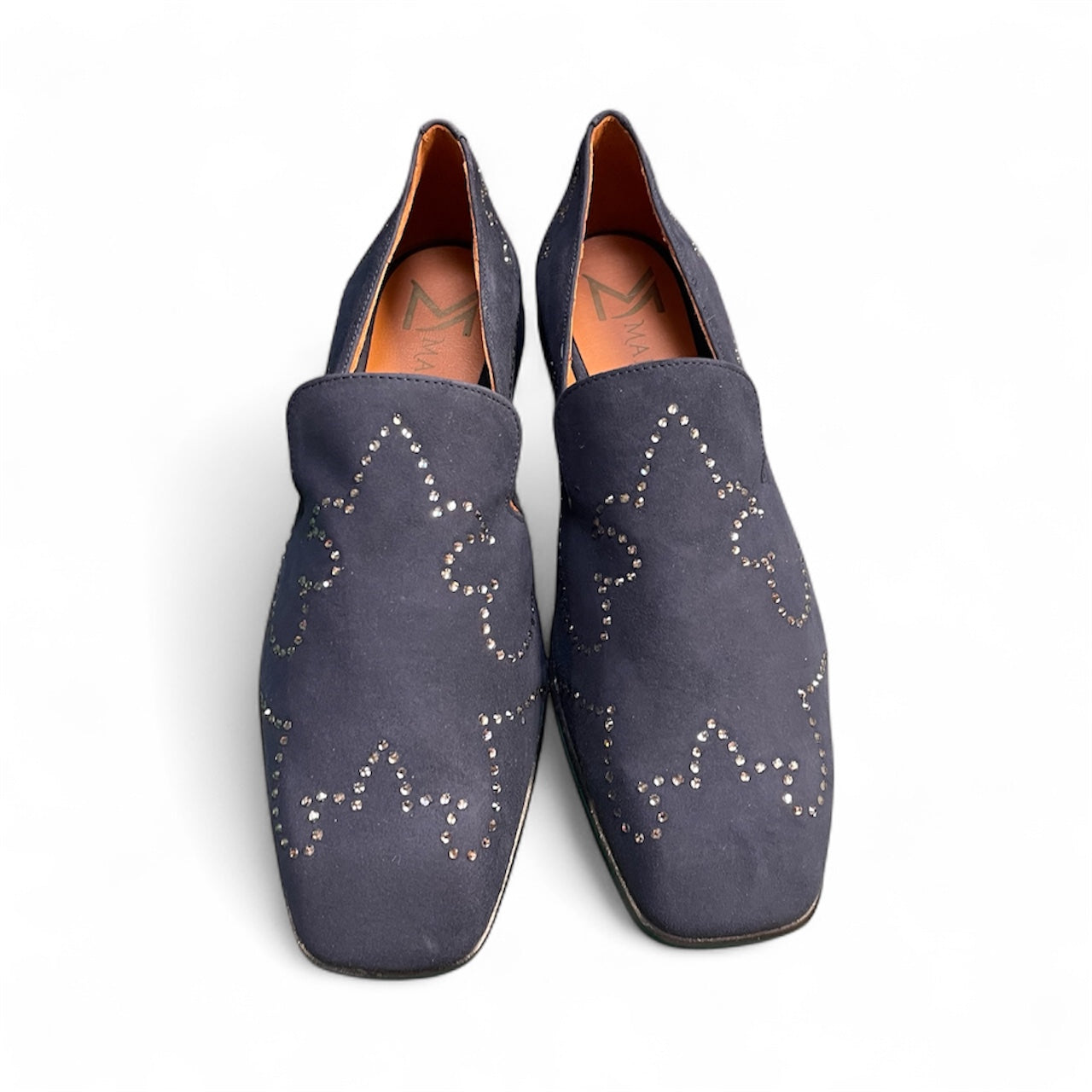 Marian navy suede loafer with silver sparkle