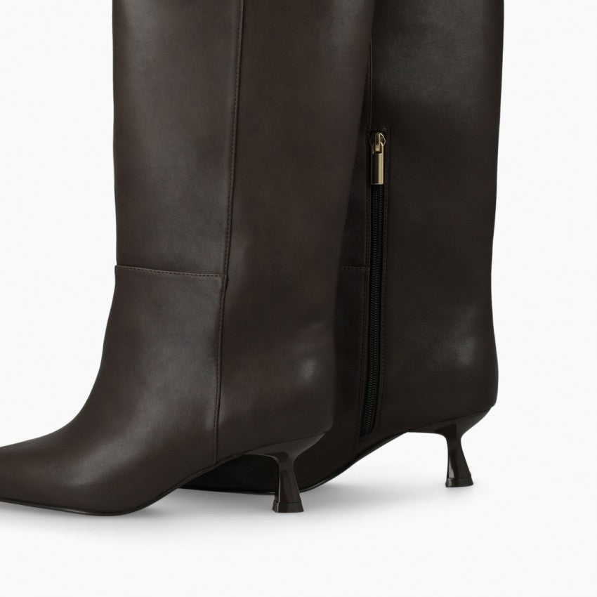 Lodi brown leather knee high boots