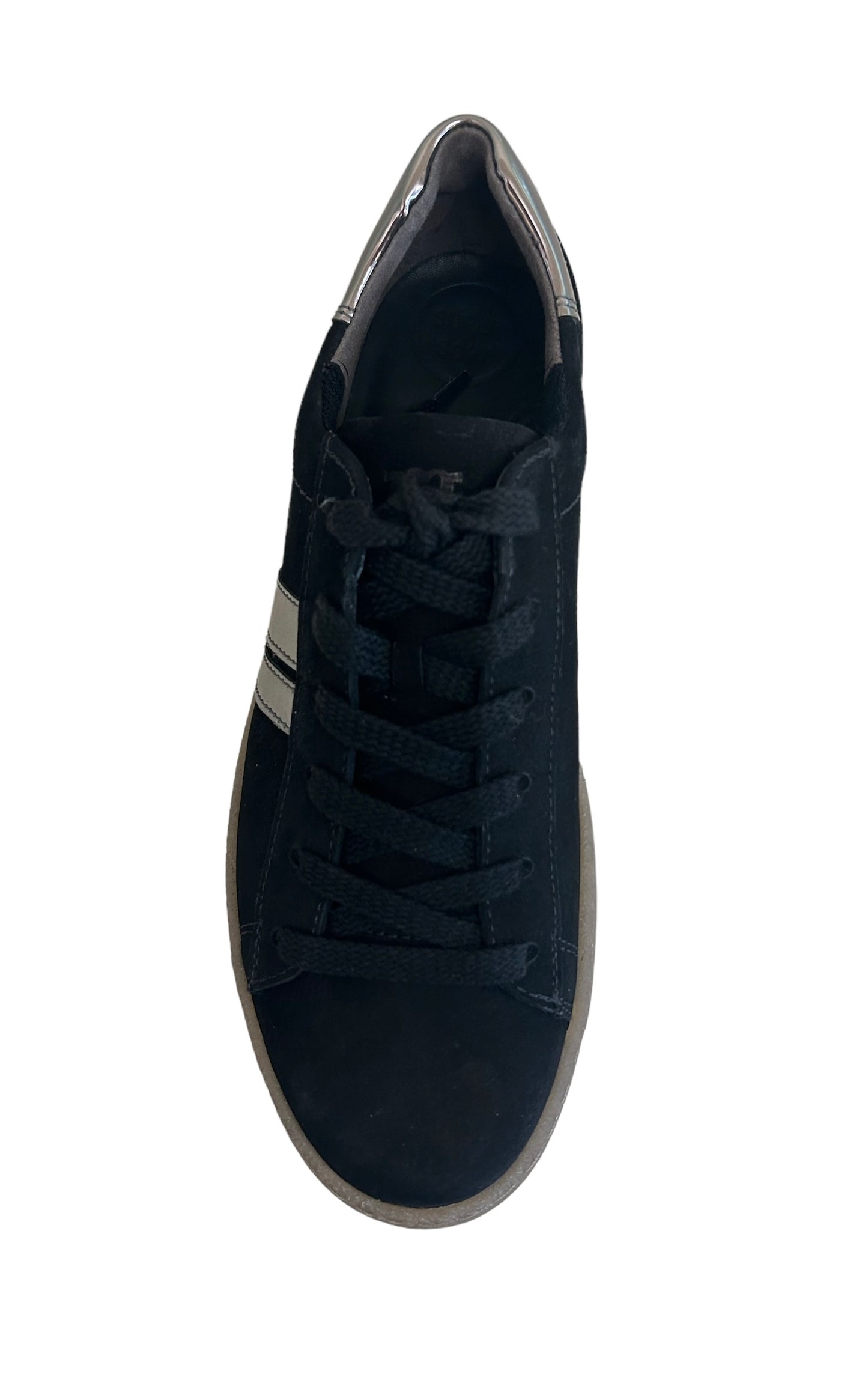 Paul Green black nubuck and silver sneaker