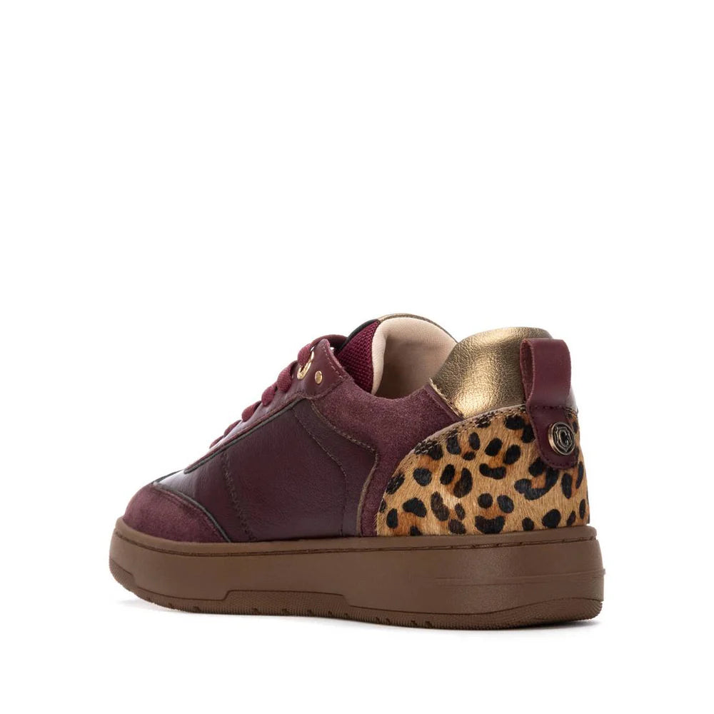 Carmela burgundy leather and suede sneakers