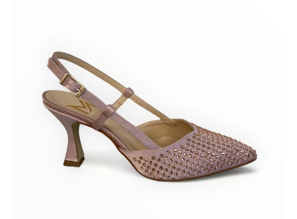 Marian pink satin slingbacks
