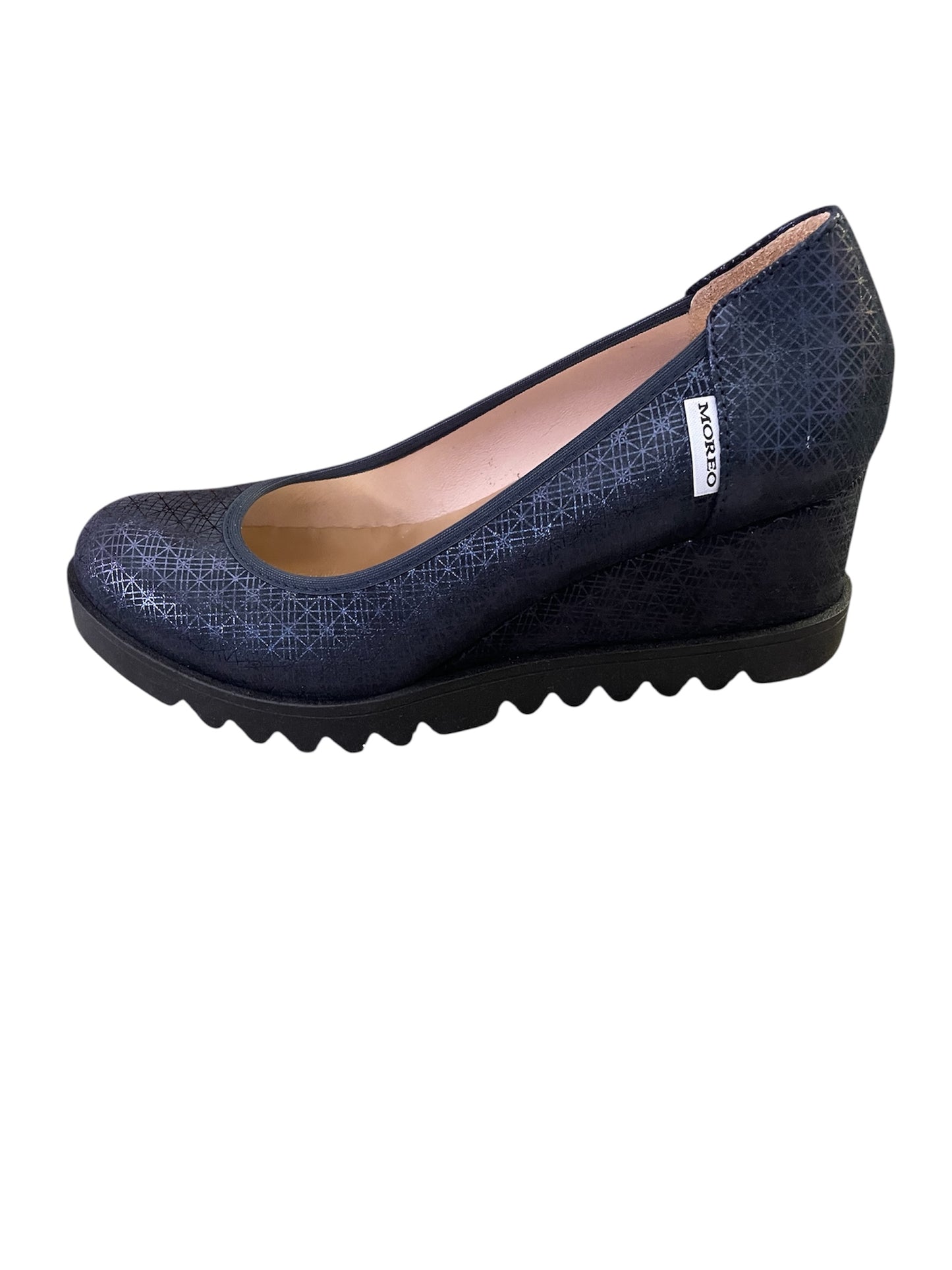 Marco Moreo navy leather wedge shoes
