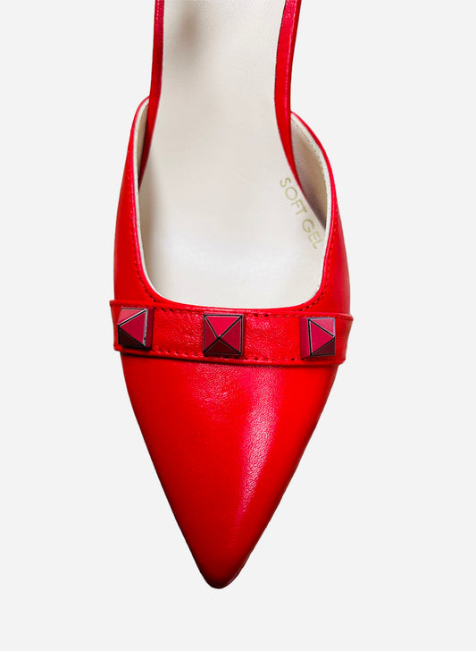 Marian red leather stiletto with ankle strap