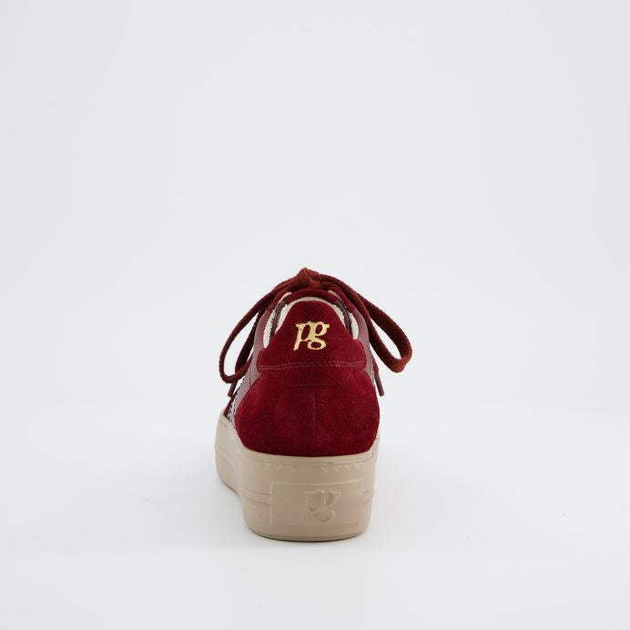 Paul Green wine suede and leather platform sneakers