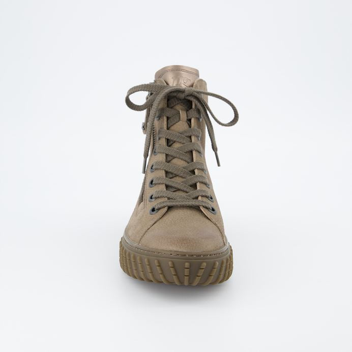 Paul Green taupe leather high top sneakers