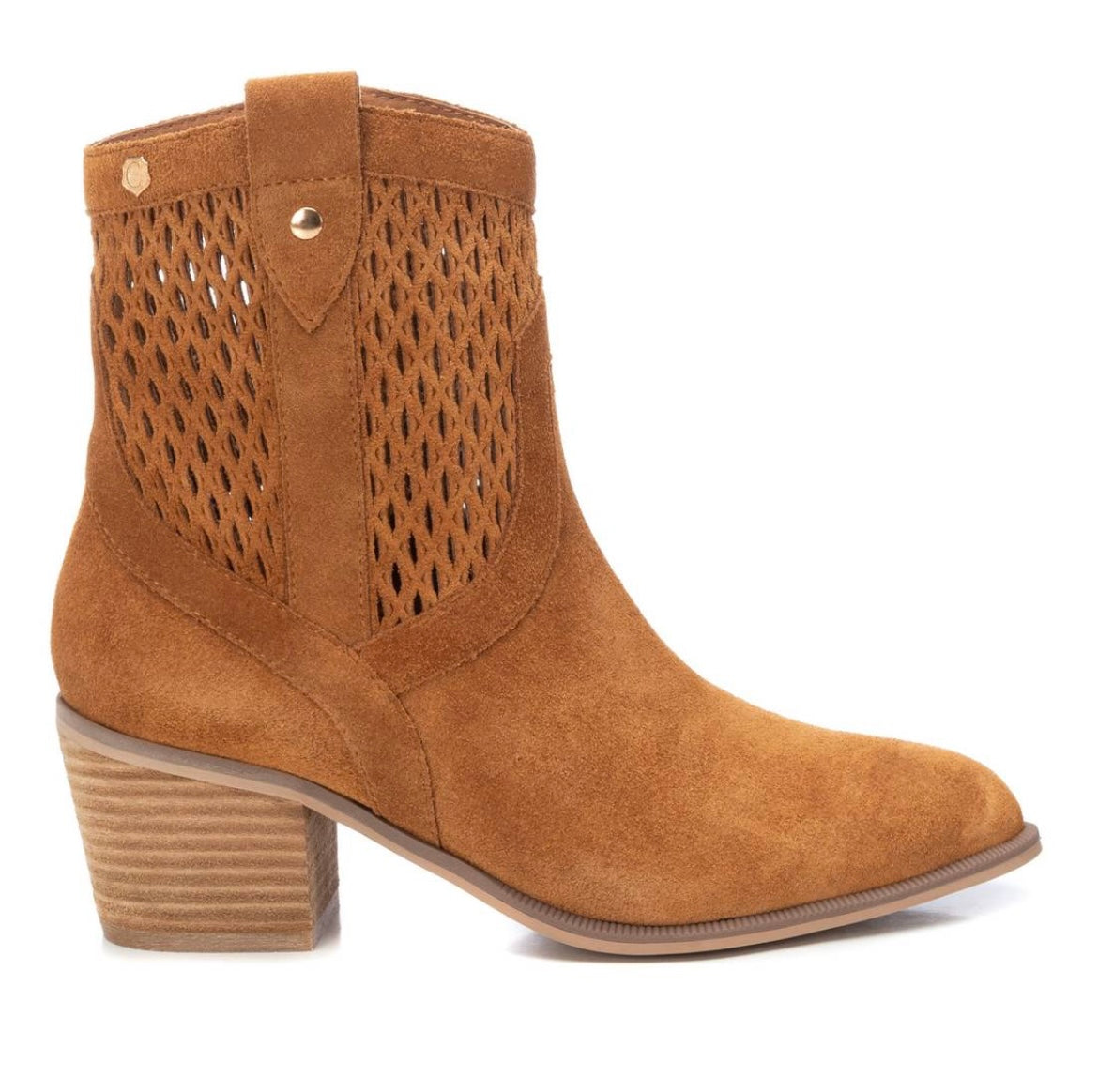 Carmela tan suede western ankle boot