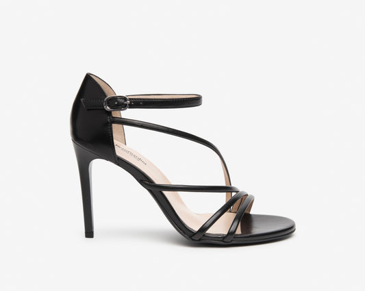 Nerogiardini black leather stiletto sandals