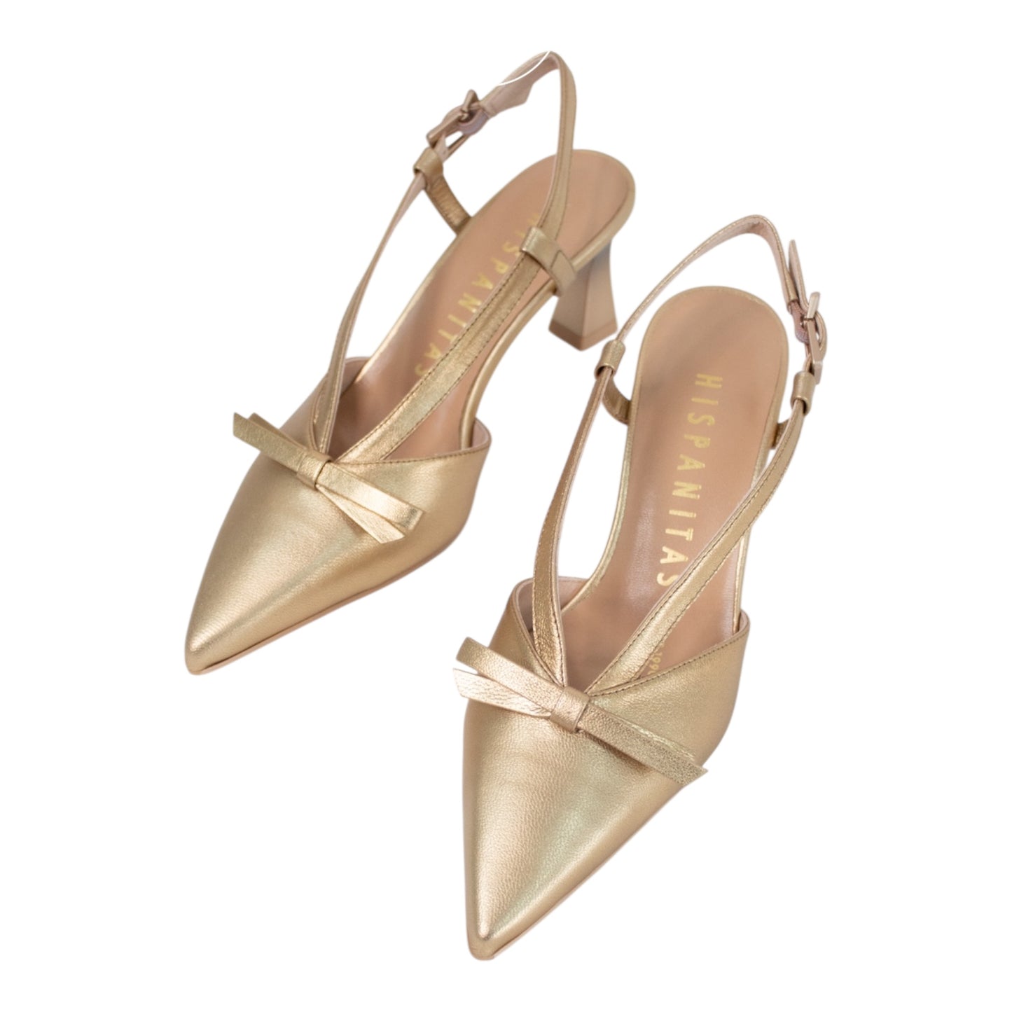 Hispanitas gold leather slingback shoes