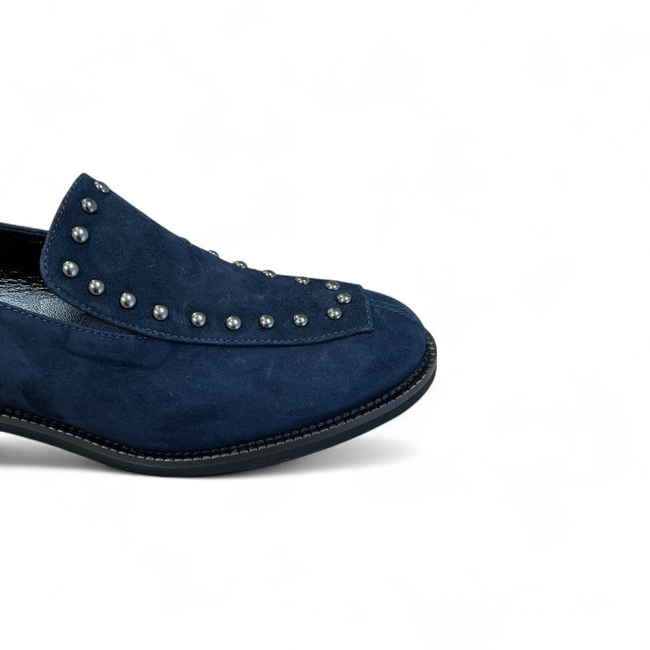 Marco Moreo navy suede loafer with studded detail