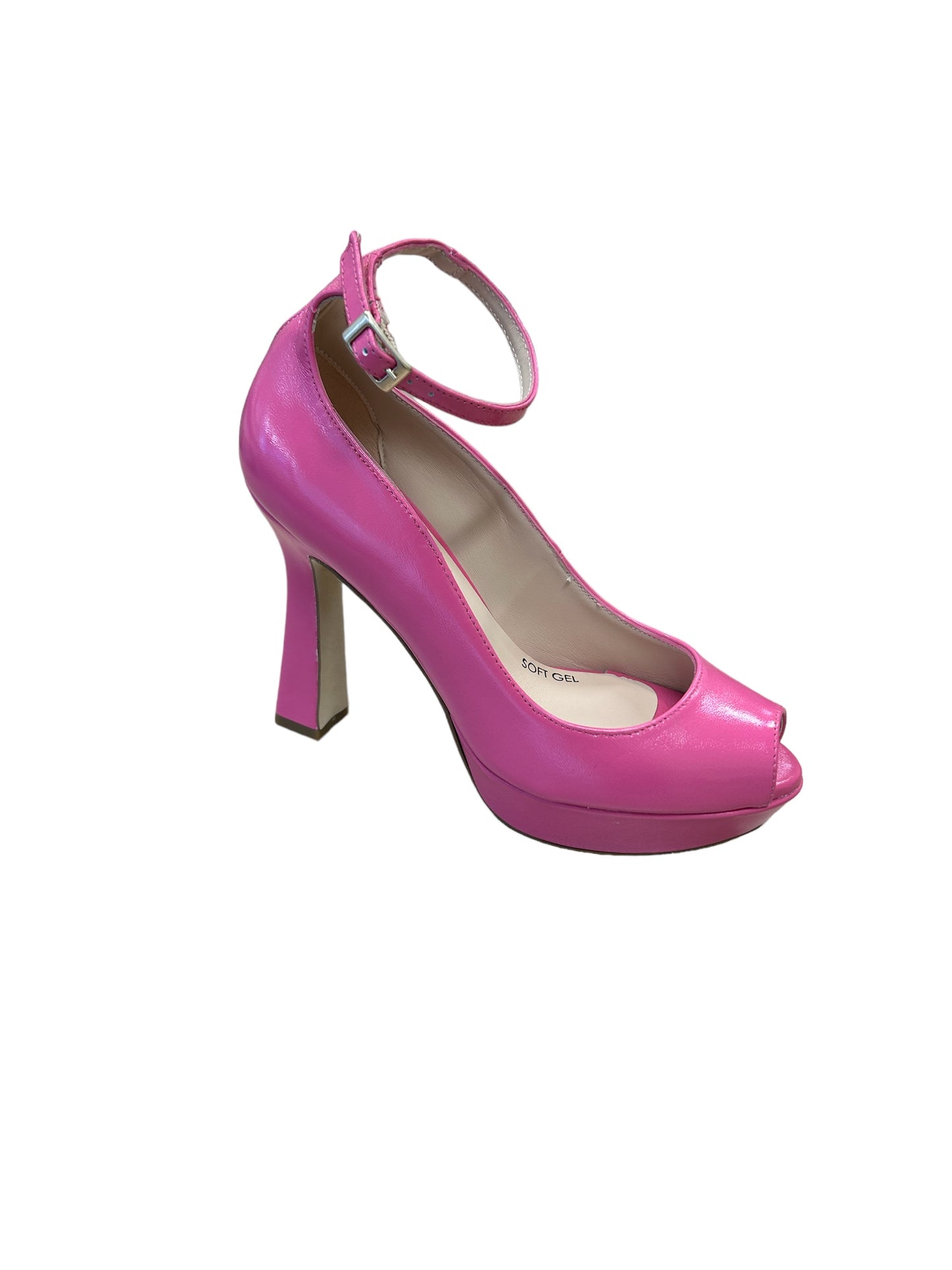 Marian pink leather platform peeptoes