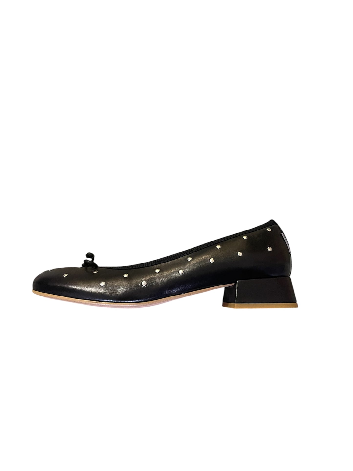 Marco moreo black leather ballerinas with stud detail