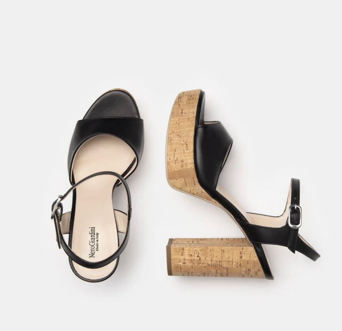 NeroGiardini black leather platform sandals