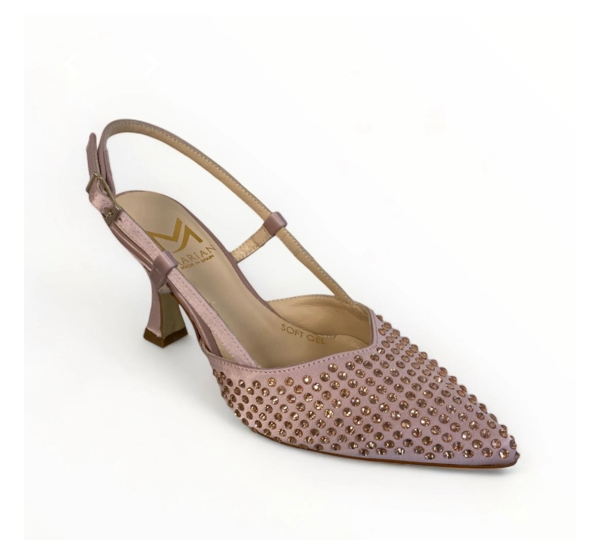 Marian pink satin slingbacks