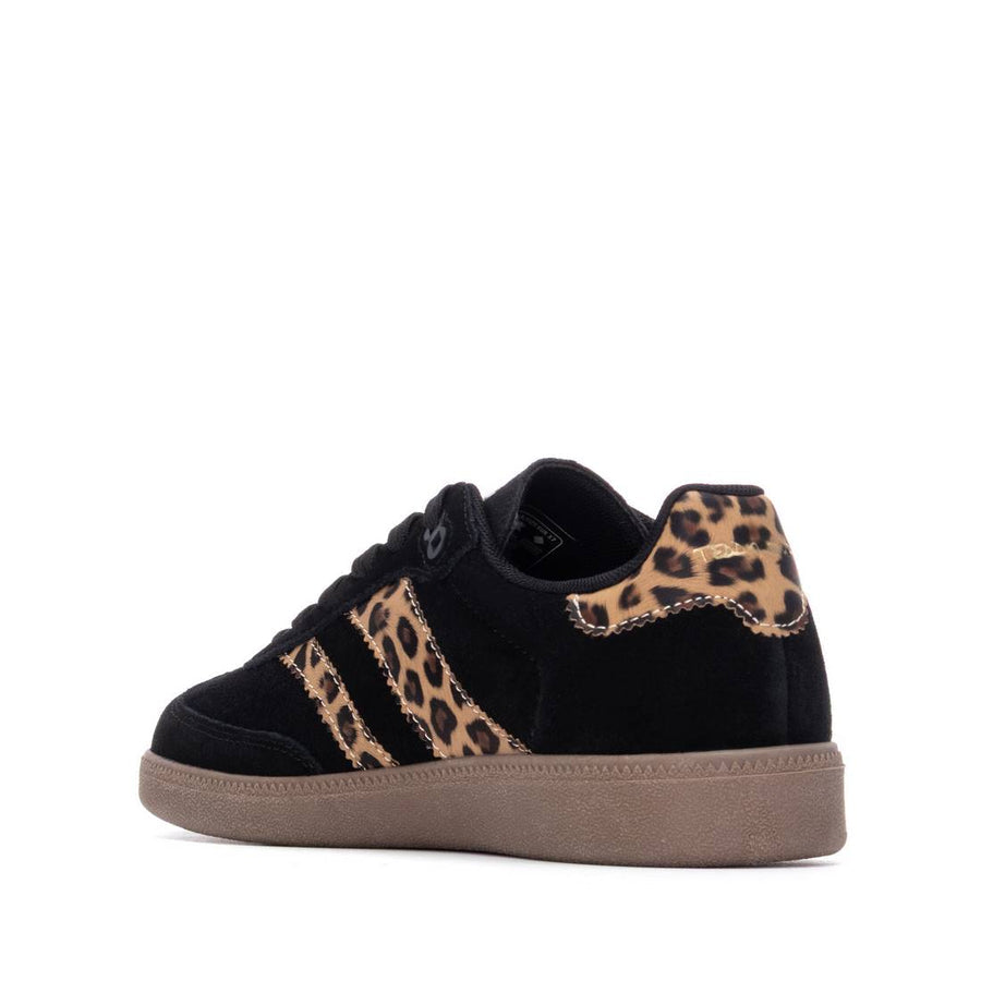 Teddy Smith black and leopard print retro sneakers