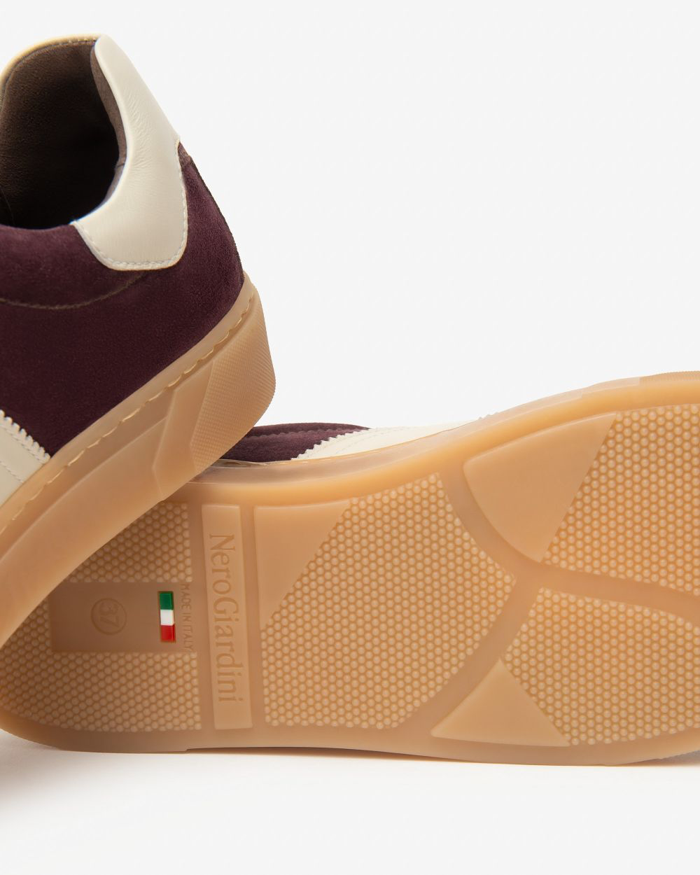 Nerogiardini bordo suede & cream leather sneaker