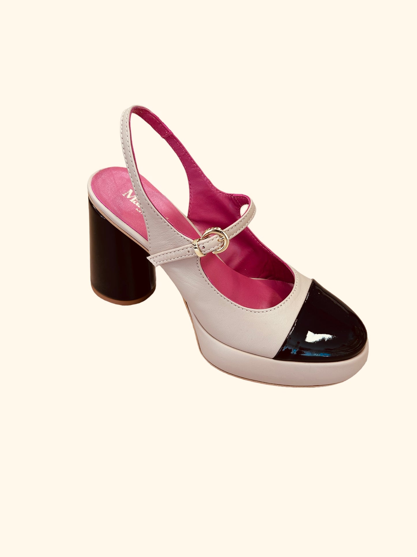 Marco Moreo black and beige platform Mary Jane