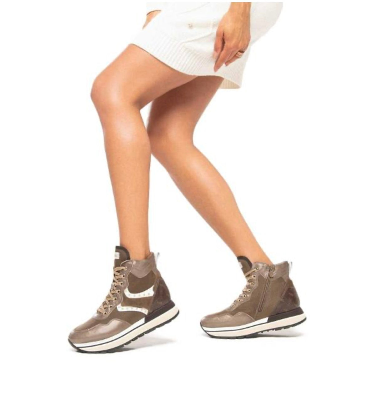 NeroGiardini brown leather platform sneaker boots