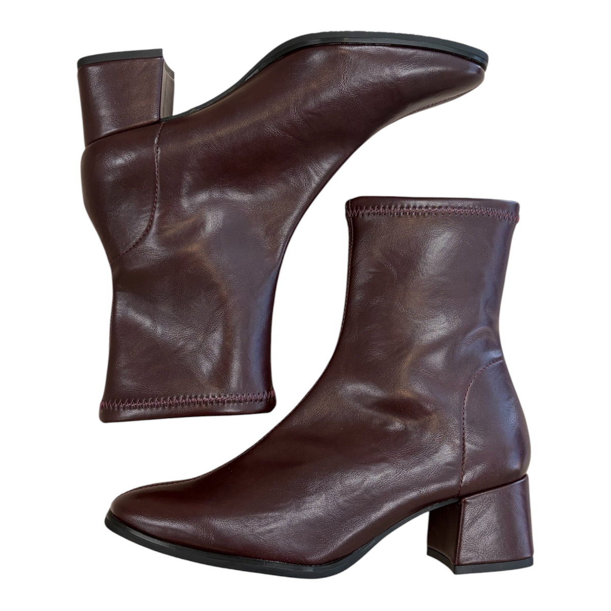 Miss Elastic burgundy faux leather ankle boots M7