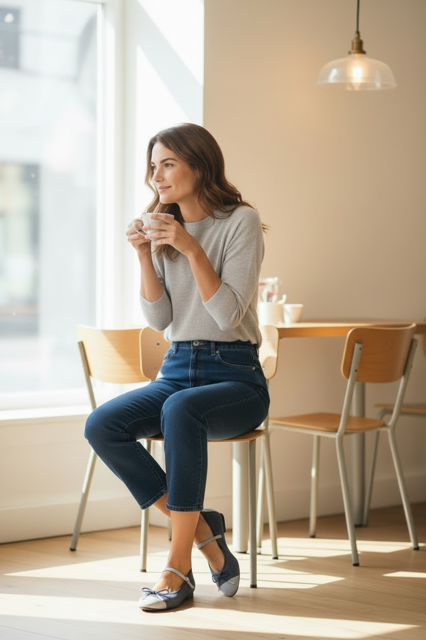 Adige navy and blue ballerinas