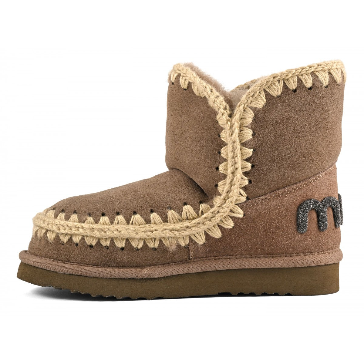 Mou sheepskin ankle boots with glitter logo M4