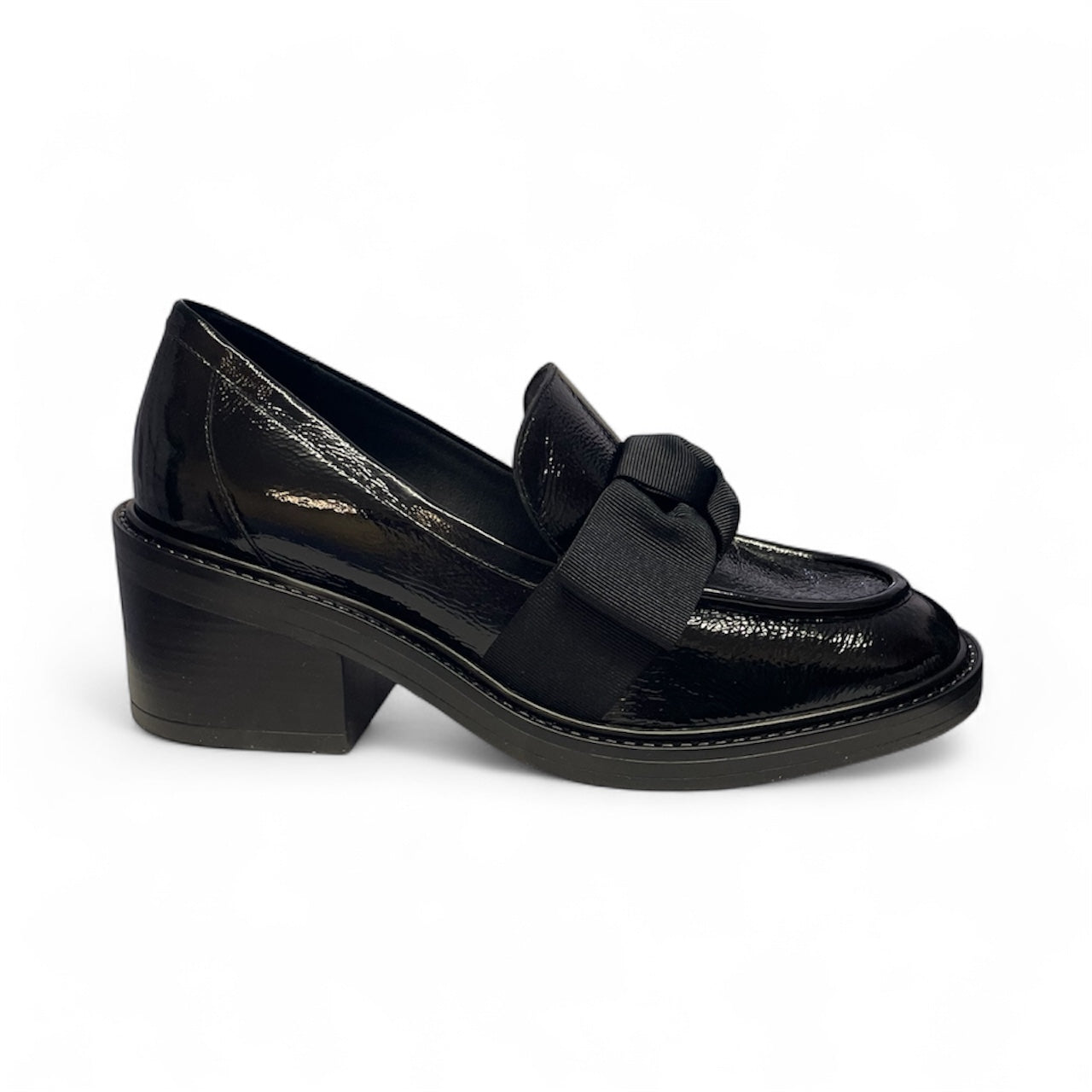 Lodi black patent leather moccasins