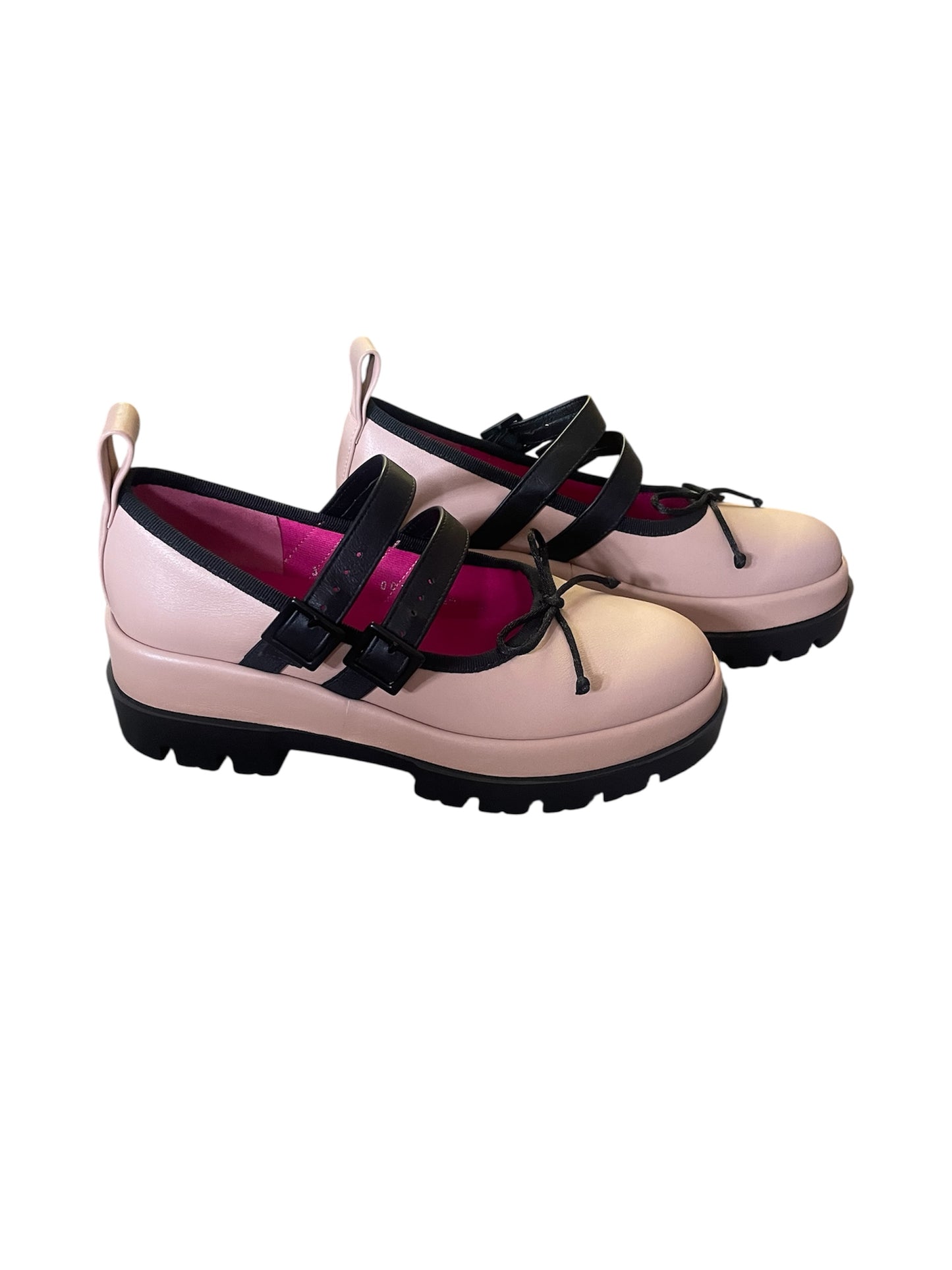 Le babe pink leather chunky heel shoes