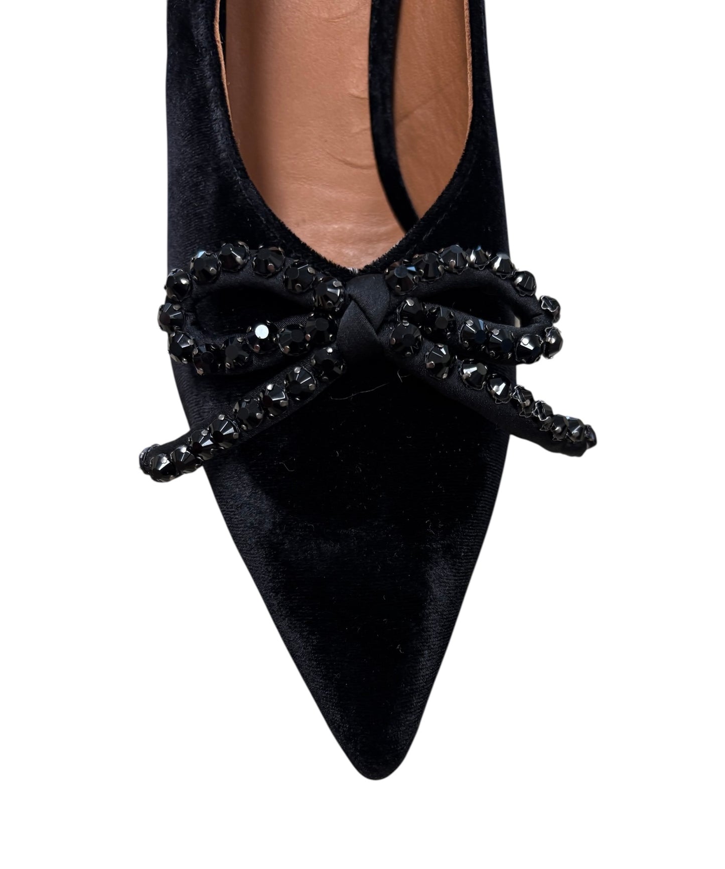 Marian black velvet shoes with beaded bow