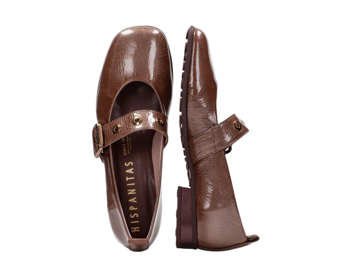 Hispanitas brown patent leather ballerinas