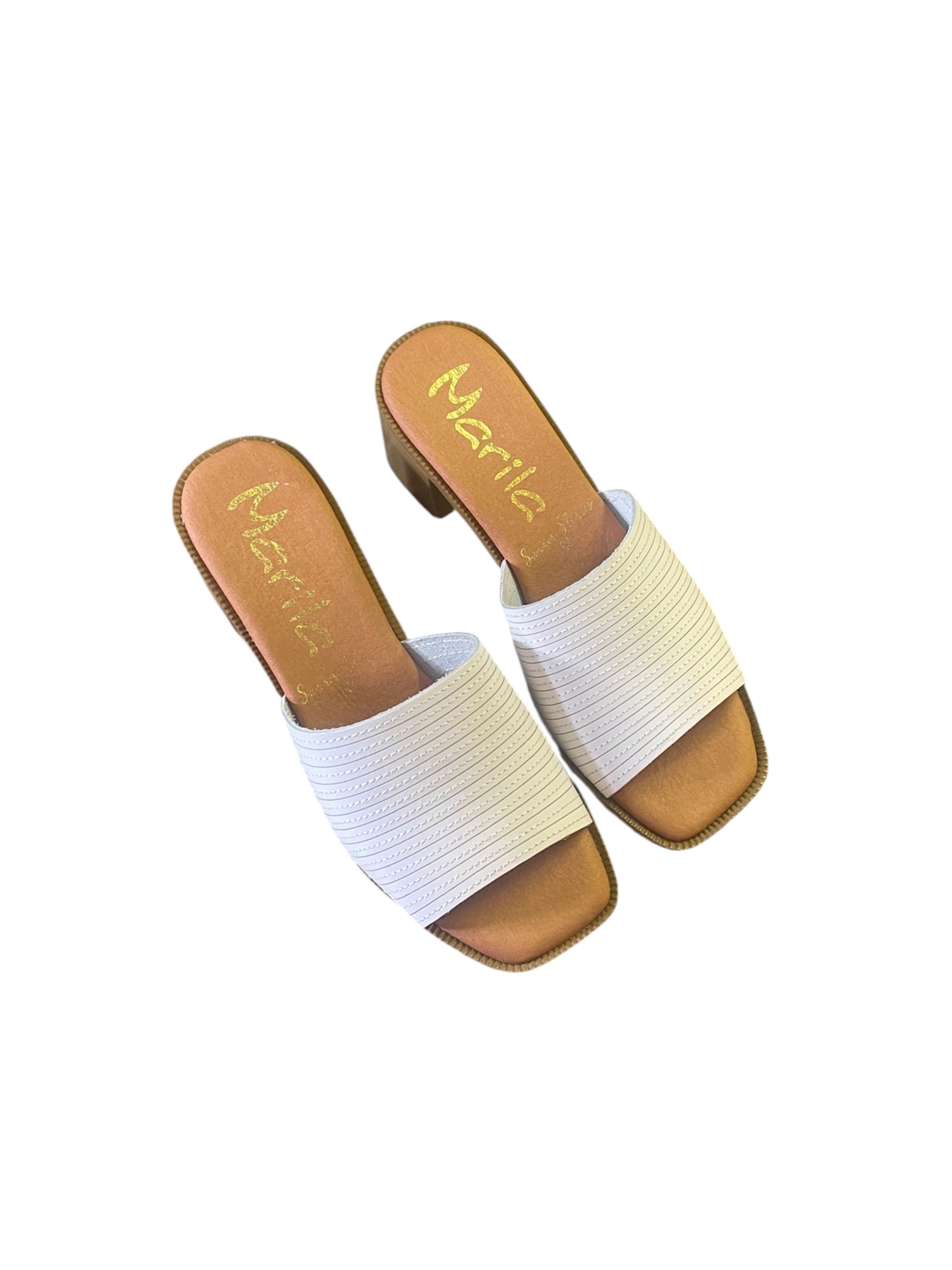 Marila white leather heeled mule sandals