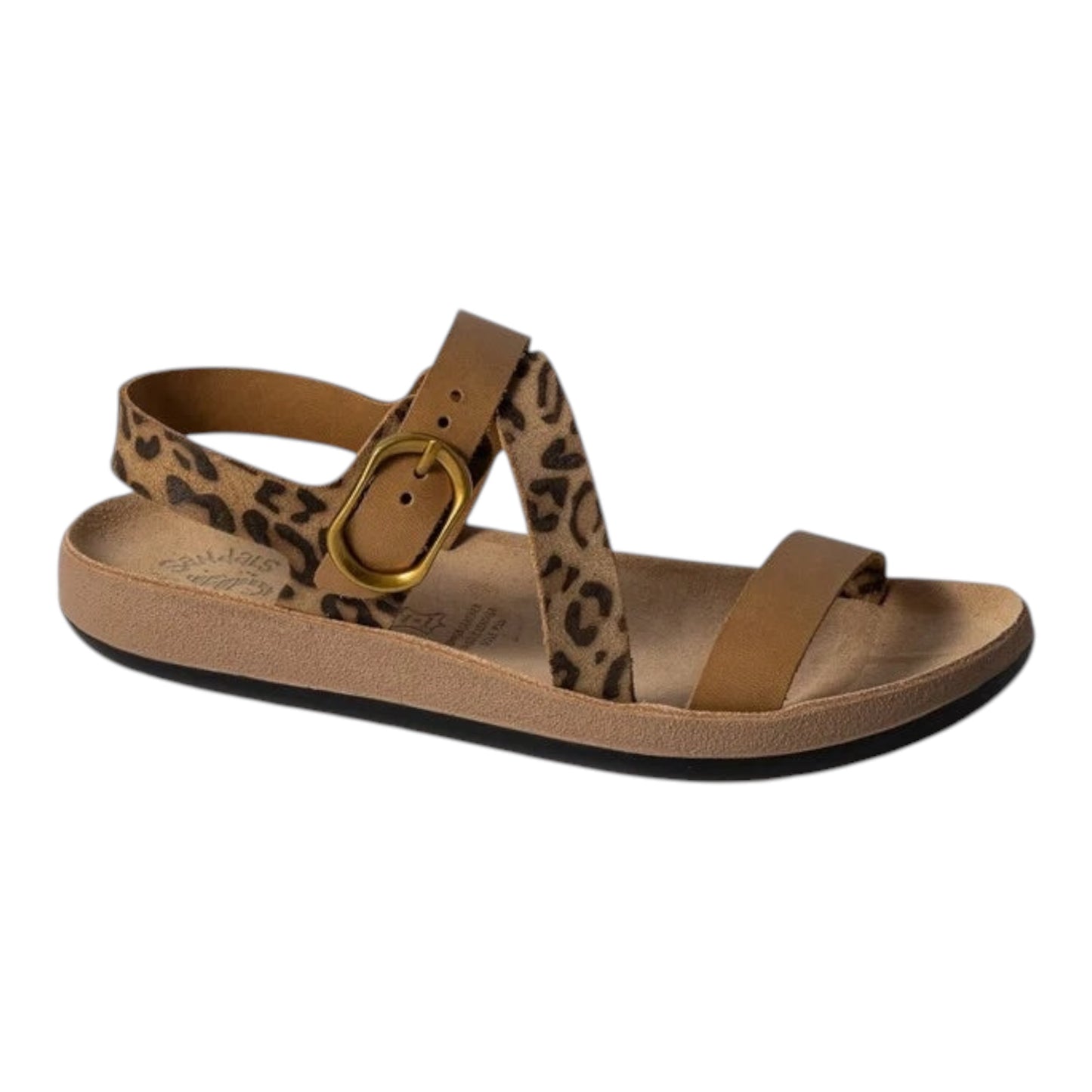 Fantasy sandals leopard print and tan leather sandals