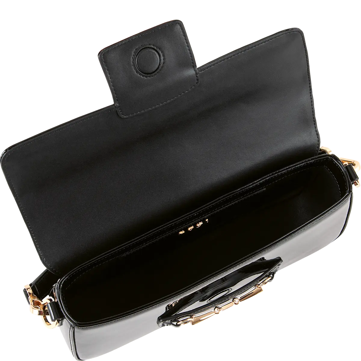 Hōgl black patent leather baguette handbag