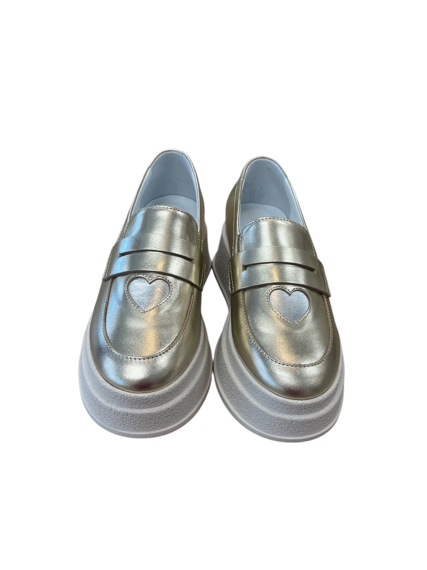 Marco moreo gold leather platform loafers