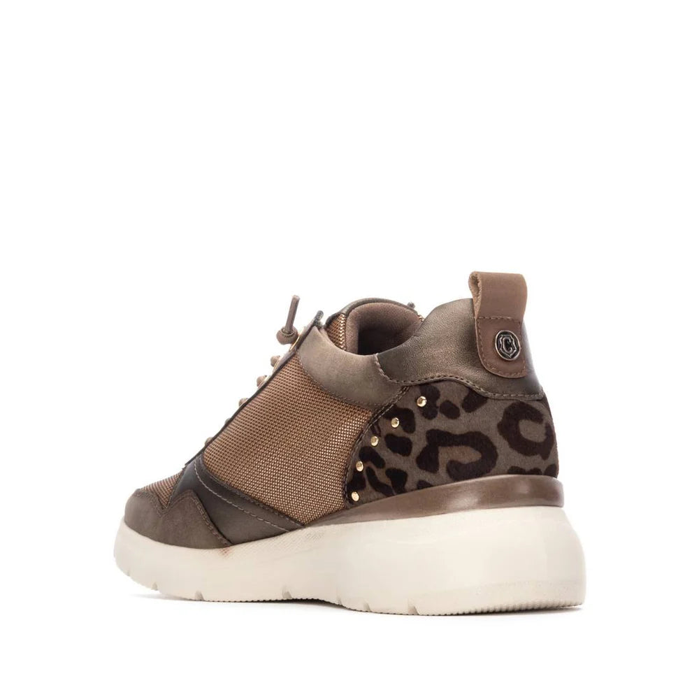 Carmela brown and leopard print leather platform sneakers