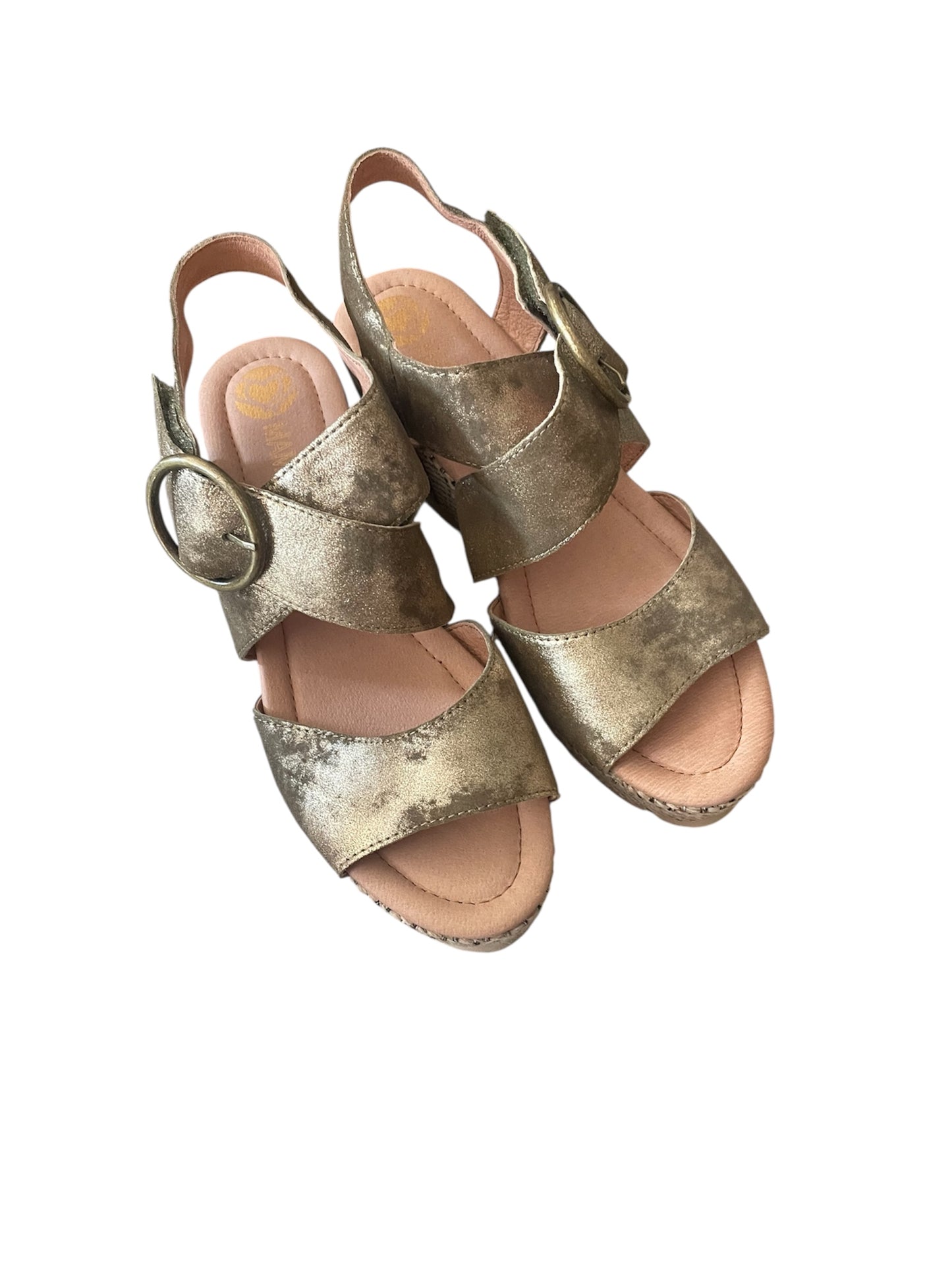 Mamzelle gold leather wedge sandals