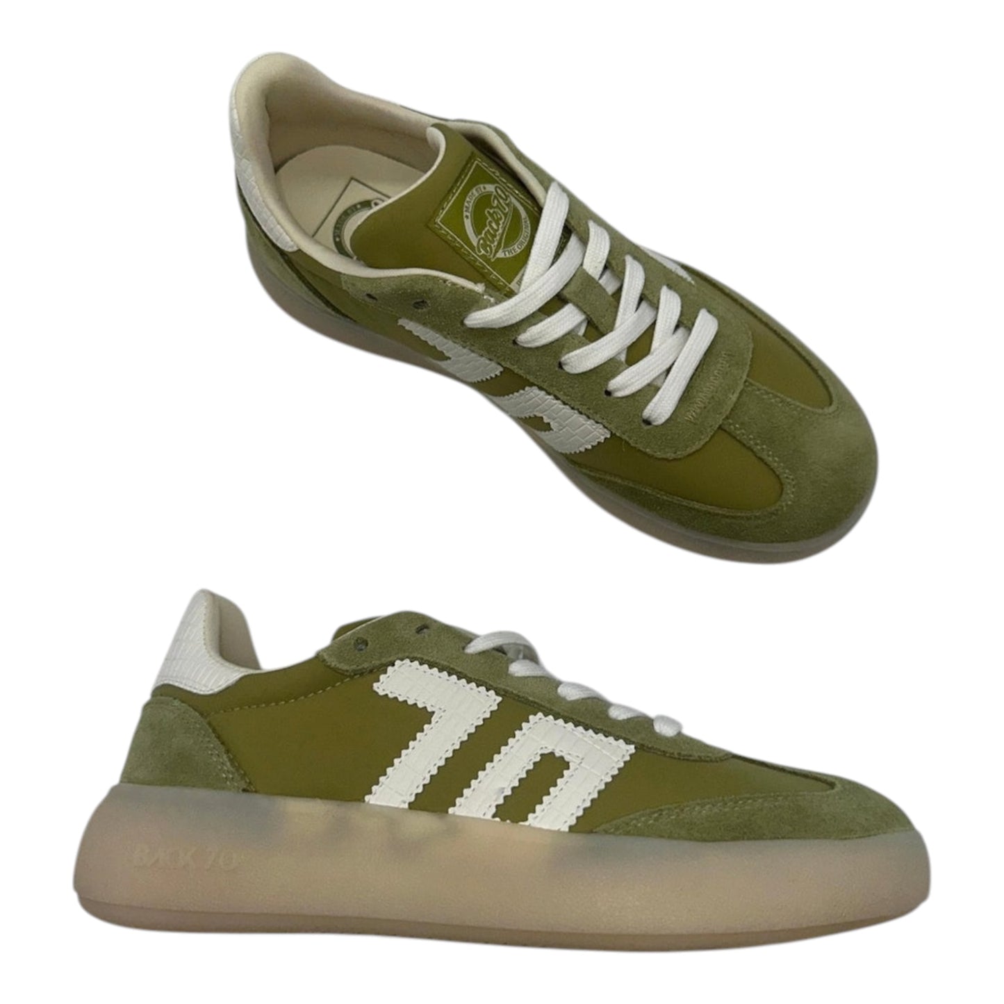 Back 70 olive green suede platform sneakers