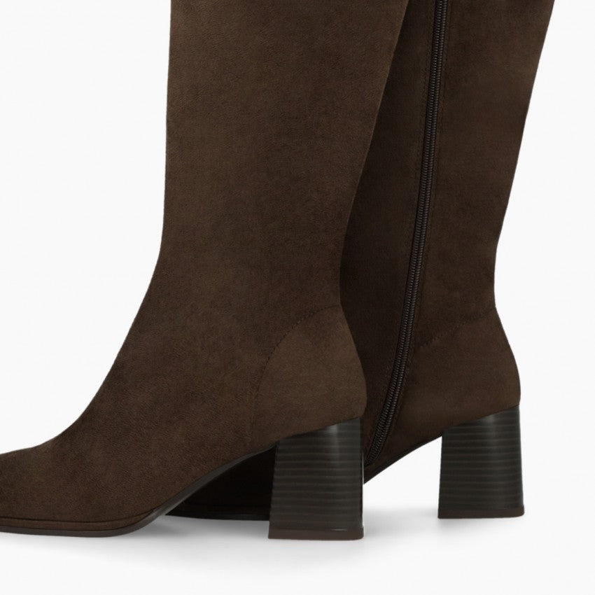 Lodi brown suede knee high boots