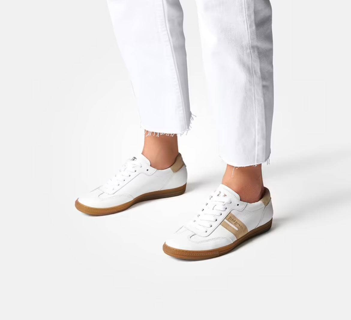 Paul Green white and beige leather sneakers