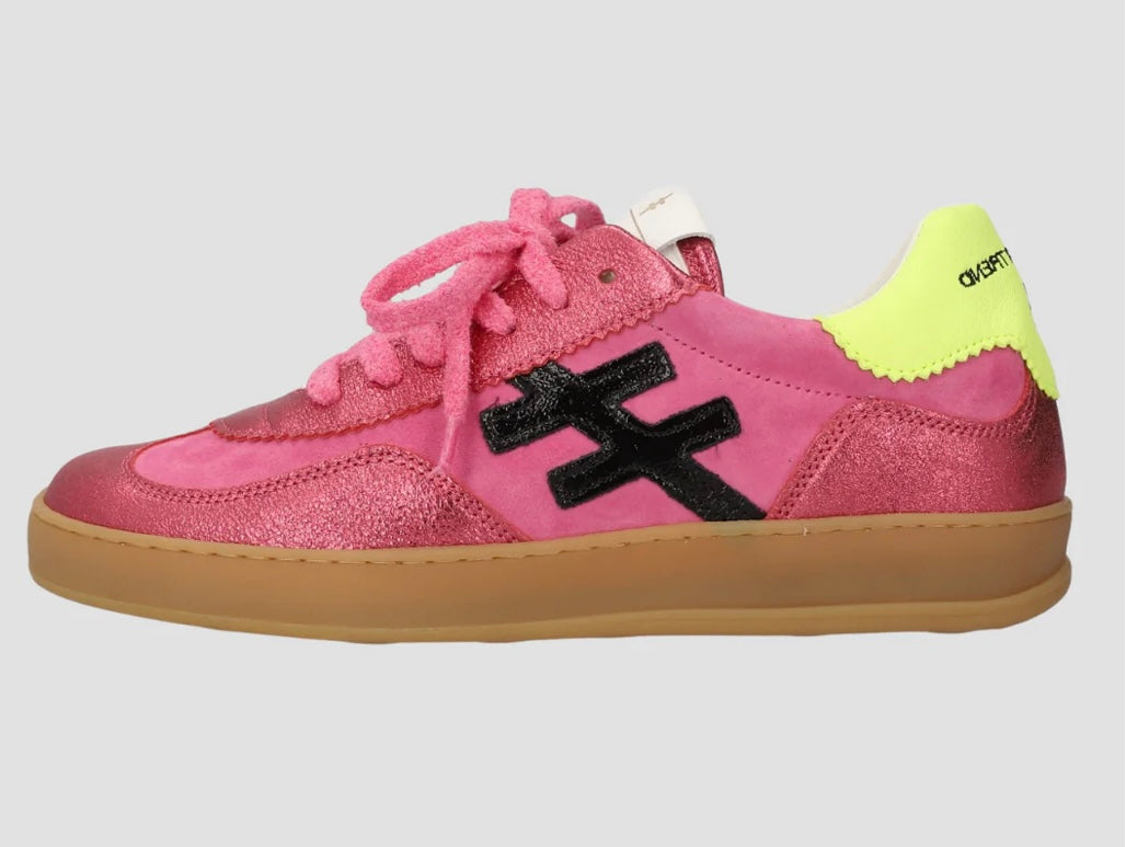 Another Trend Carmesi Pink & Pink Sparkle Trainers with Neon Heel